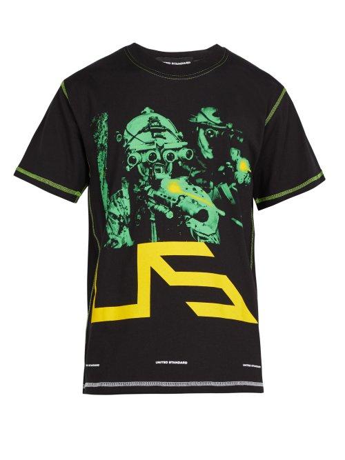 Matchesfashion.com United Standard - Night Vision And Logo Print Cotton T Shirt - Mens - Black
