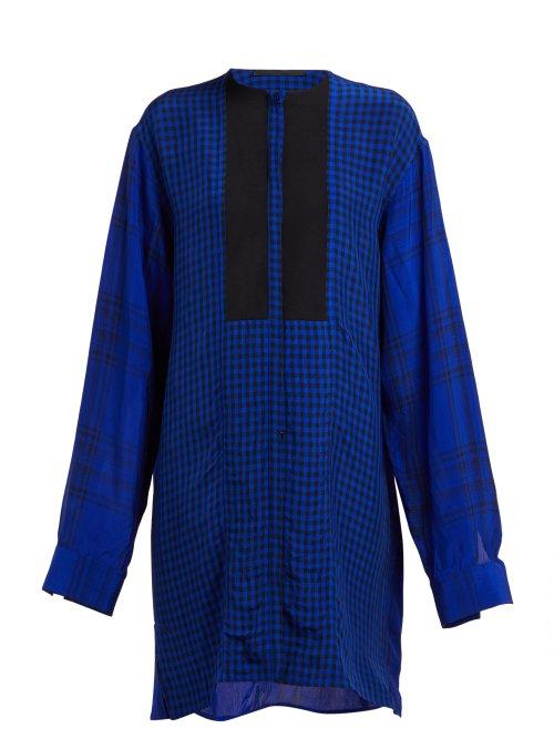 Matchesfashion.com Haider Ackermann - Panelled Check Crepe Tunic Shirt - Womens - Black Blue