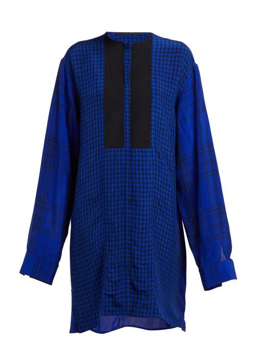 Matchesfashion.com Haider Ackermann - Panelled Check Crepe Tunic Shirt - Womens - Black Blue