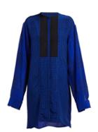 Matchesfashion.com Haider Ackermann - Panelled Check Crepe Tunic Shirt - Womens - Black Blue