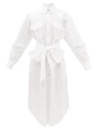 Alexandre Vauthier - Waist-tie Cotton-blend Poplin Shirt Dress - Womens - White