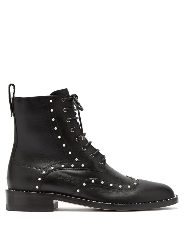 Jimmy Choo Hanah Faux-pearl Studded Leather Boots