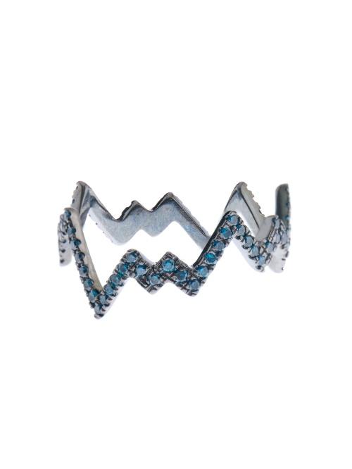 Diane Kordas Blue-diamond & Black-gold Pop Art Ring