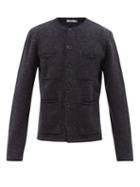 Inis Mein - Patch-pocket Wool-blend Cardigan - Mens - Navy