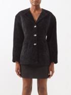 Ganni - Crystal-button Ribbed Velvet Blazer - Womens - Black