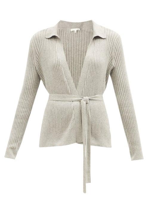 Skin - Marilynne Ribbed-cashmere Wrap Cardigan - Womens - Light Grey