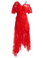 Matchesfashion.com Preen By Thornton Bregazzi - Tessie Off The Shoulder Floral Lace Dress - Womens - Red