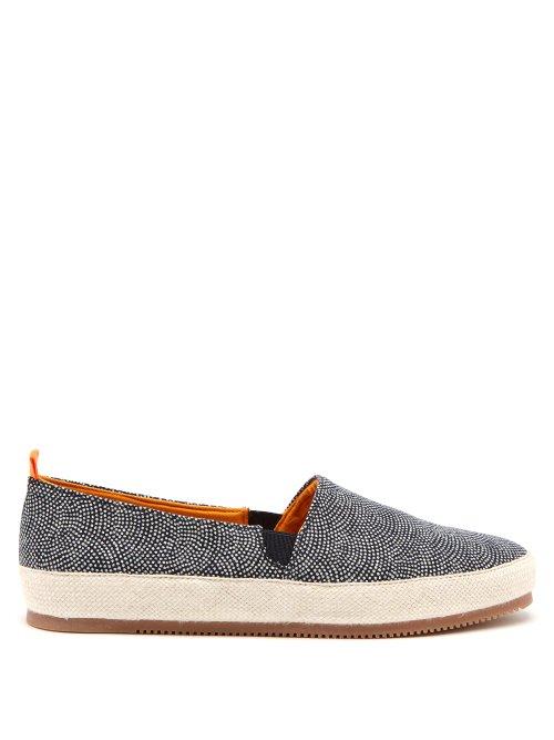 Matchesfashion.com Mulo - Polka Dot Patterned Canvas Espadrilles - Mens - Navy White
