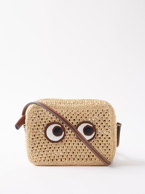 Anya Hindmarch - Eyes Raffia Cross-body Bag - Womens - Beige