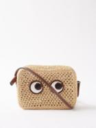 Anya Hindmarch - Eyes Raffia Cross-body Bag - Womens - Beige