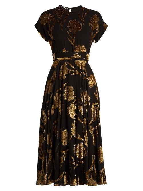 Rochas Floral Fil-coup Crepon Midi Dress