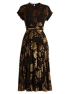Rochas Floral Fil-coup Crepon Midi Dress