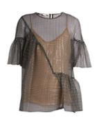 Matchesfashion.com Stella Mccartney - Star Print Silk Blend Top - Womens - Black