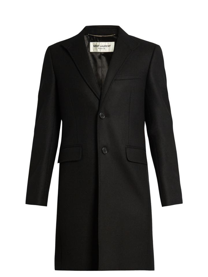 Saint Laurent Single-breasted Wool Overcoat
