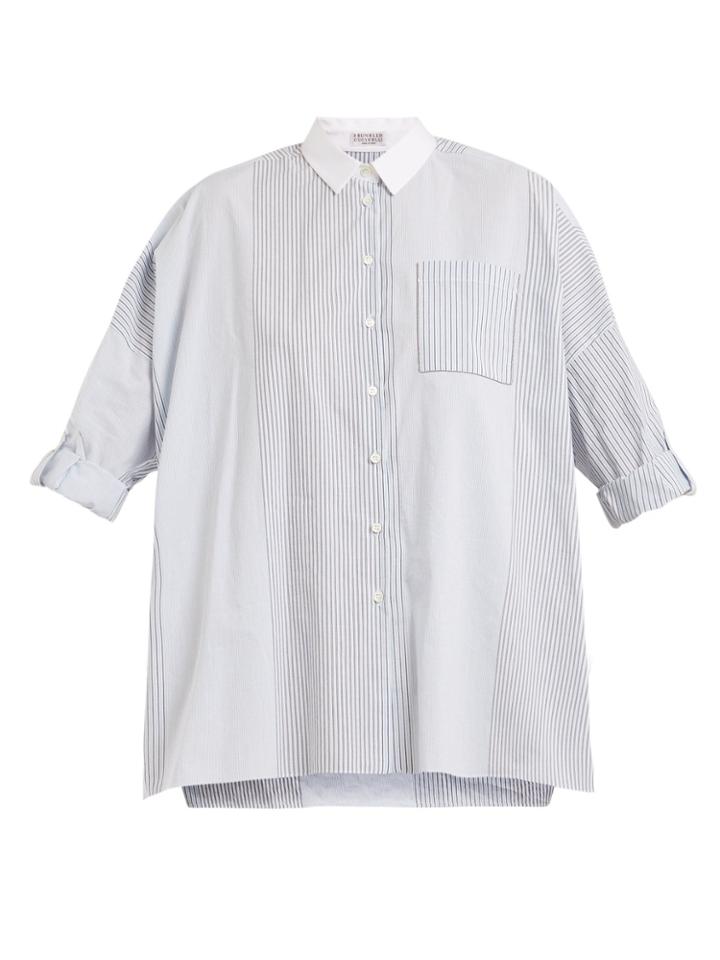 Brunello Cucinelli Oversized Striped Cotton Shirt