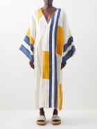 Vita Kin - Yoko Colour-blocked Patchwork Linen Midi Dress - Womens - Cream Multi