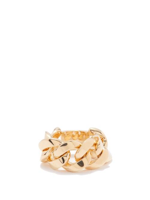 Bottega Veneta - Curb-link 18-kt Gold-plated Sterling-silver Ring - Womens - Gold