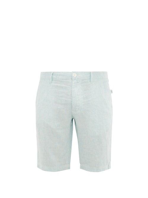 Matchesfashion.com Onia - Austin Striped Slubbed Linen Shorts - Mens - Blue
