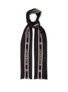 Matchesfashion.com Givenchy - Logo Intarsia Wool And Silk Blend Scarf - Mens - Black