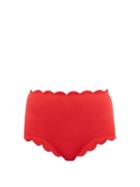 Matchesfashion.com Marysia - Santa Monica Scalloped-edge Bikini Briefs - Womens - Red