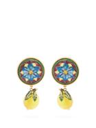 Dolce & Gabbana Floral And Lemon-drop Clip On Earrings