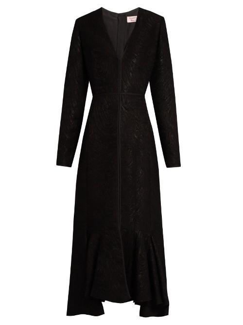 Lanvin V-neck Wool-blend Moir Dress