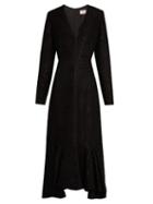 Lanvin V-neck Wool-blend Moir Dress