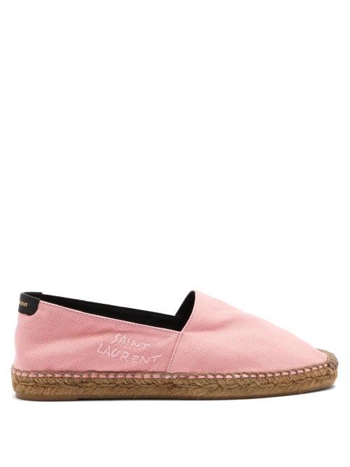 Saint Laurent - Logo-embroidered Canvas Espadrilles - Womens - Light Pink