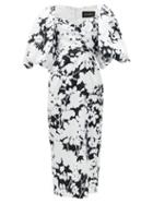 Matchesfashion.com Rasario - Balloon-sleeve Floral-print Satin Midi Dress - Womens - Black White