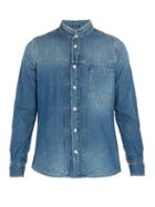 Matchesfashion.com Balmain - Pleated Denim Shirt - Mens - Blue