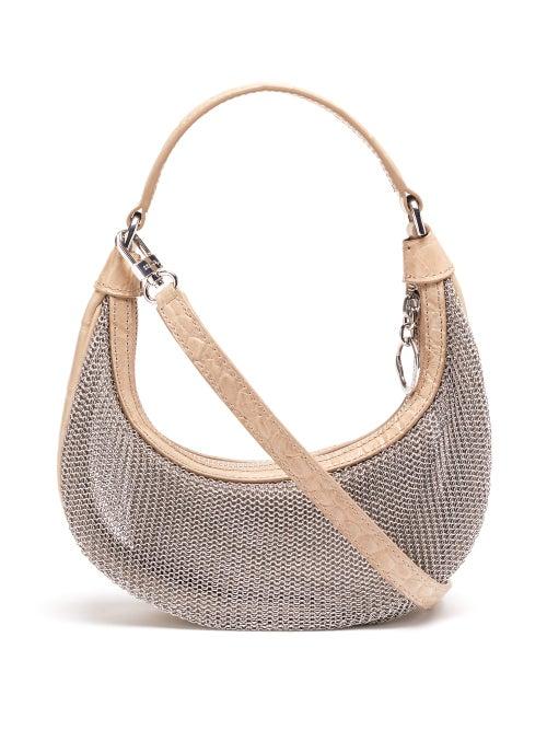 Matchesfashion.com Staud - Sasha Mini Chainmail And Leather Bag - Womens - Silver