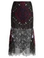 Jonathan Simkhai Tri-colour Embroidered Lace Midi Skirt