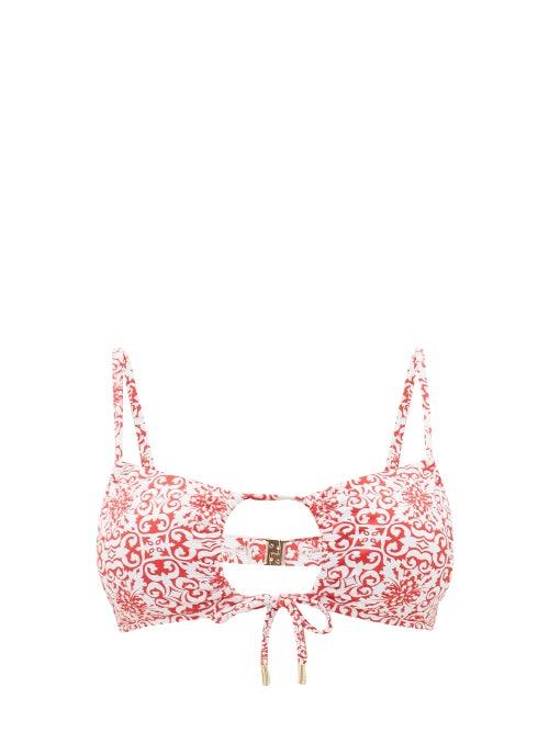 Matchesfashion.com Melissa Odabash - Zambia Tile-print Cut-out Bikini Top - Womens - Red Print