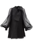 Matchesfashion.com Elzinga - Pussy-bow Organza Mini Dress - Womens - Black