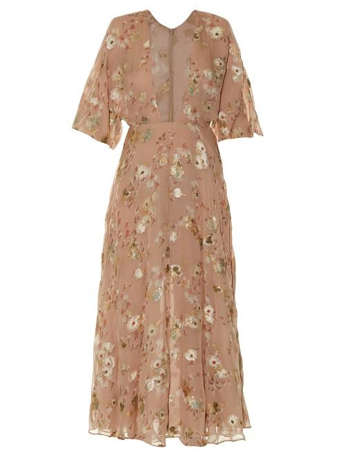Valentino Floral Fil Coup Midi Dress