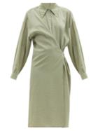Matchesfashion.com Lemaire - Exaggerated-collar Silk-blend Wraparound Dress - Womens - Khaki