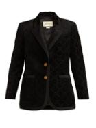 Matchesfashion.com Gucci - Single Breasted Logo Jacquard Blazer - Womens - Black