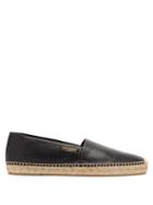 Matchesfashion.com Saint Laurent - Logo Print Leather Espadrilles - Mens - Black