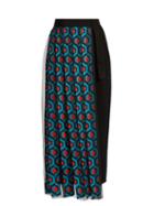 Matchesfashion.com Delpozo - Pleated Tulle And Crepe Front Wool Trousers - Womens - Blue Multi