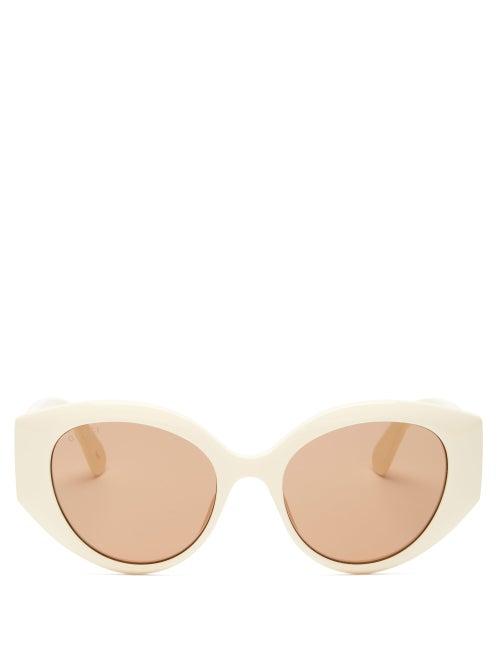 Matchesfashion.com Gucci - Quilted Cat-eye Acetate Sunglasses - Womens - Ivory