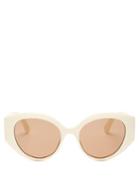 Matchesfashion.com Gucci - Quilted Cat-eye Acetate Sunglasses - Womens - Ivory