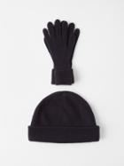 Arch4 - Cashmere Beanie Hat & Gloves Set - Mens - Navy