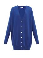 Matchesfashion.com Ryan Roche - Faux-pearl Buttoned Oversized Cashmere Cardigan - Womens - Blue