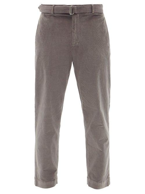 Mens Rtw Officine Gnrale - Owen Belted Cotton-blend Corduroy Trousers - Mens - Grey