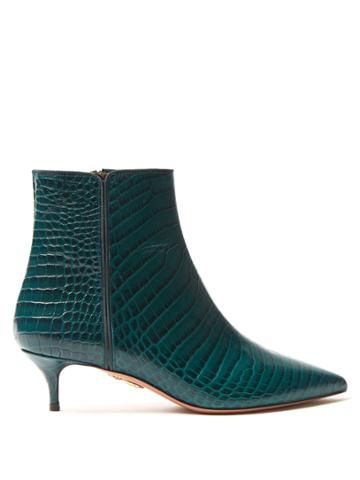 Aquazzura Quant Crocodile-effect Leather Ankle Boots