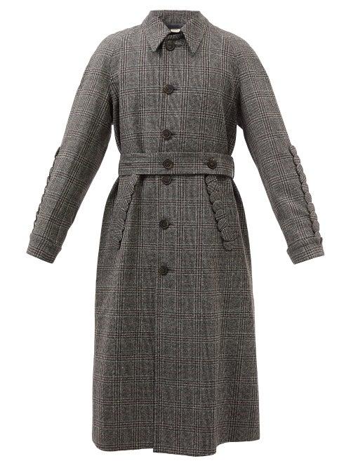 Stefan Cooke - Single-breasted Checked Wool-tweed Coat - Mens - Dark Grey