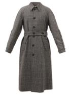 Stefan Cooke - Single-breasted Checked Wool-tweed Coat - Mens - Dark Grey