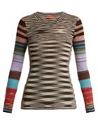 Missoni Contrast-sleeve Geometric-pattern Sweater