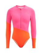 Ladies Beachwear Cynthia Rowley - Nazare Colour-block Surfing Swimsuit - Womens - Pink Multi