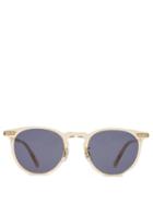Matchesfashion.com Garrett Leight - Ocean 46 Round Acetate Sunglasses - Womens - Blue White